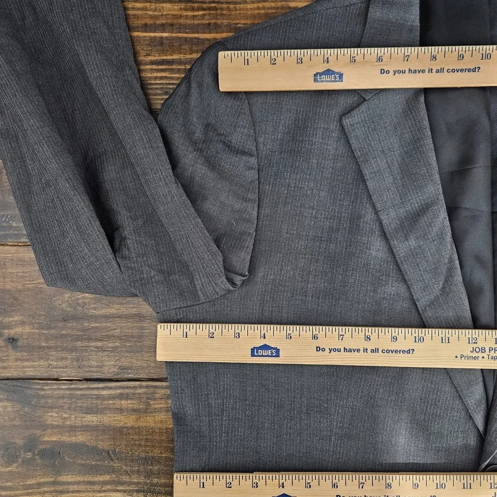 Kenneth Cole Men's Sport Coat Blazer Two Button‎ Gray Herringbone Wool Slim 50L